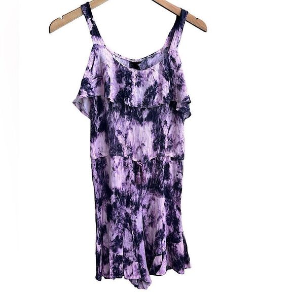 🌴 Art Class XL (14/16) Girls Purple Tie-Dye Ruffle Romper - Picture 2 of 12